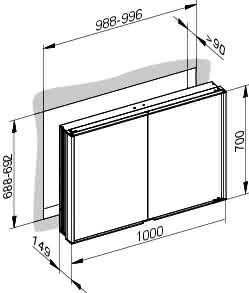 KEUCO Spiegelschrank Royal Match 12813, Wandeinbau, 1000 x 700 x 149 mm