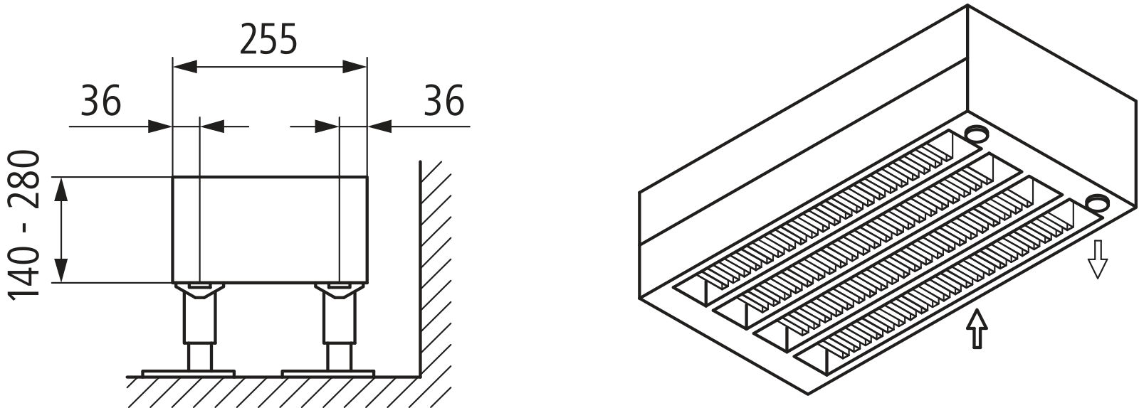 Kermi Konvektor Typ54 BH280x255x800mm QN1916, weiß, 6bar, o. Abd, AB Uni