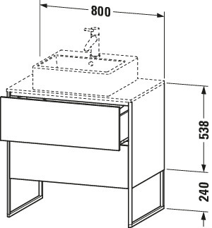 Duravit WT-Unterbau XSquare, 2 SK, bodenst. 778x800x548mm, Betongrau Matt