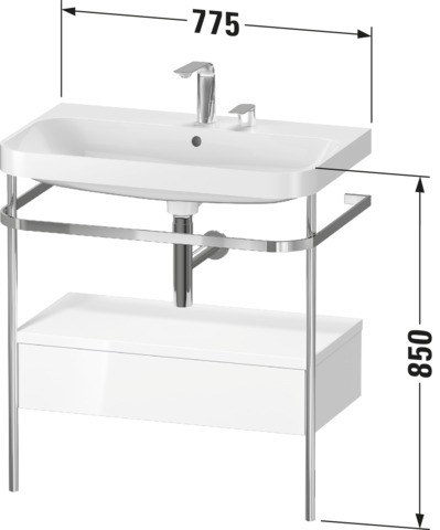 Duravit Metallkonsole bodenstehend HD2 Plus 850x775x490mm, Graphit Supermatt, o.HL