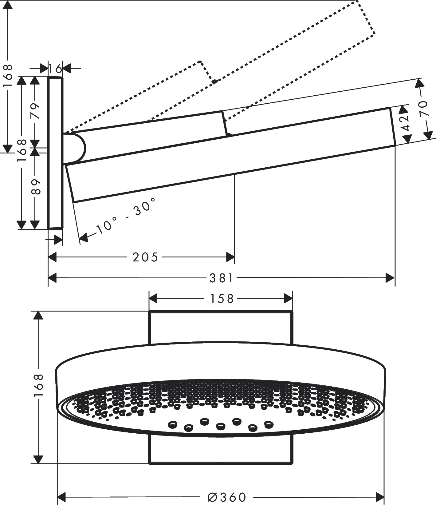 Hansgrohe Kopfbrause Rainfinity 360 3jet Wandmontage BBR