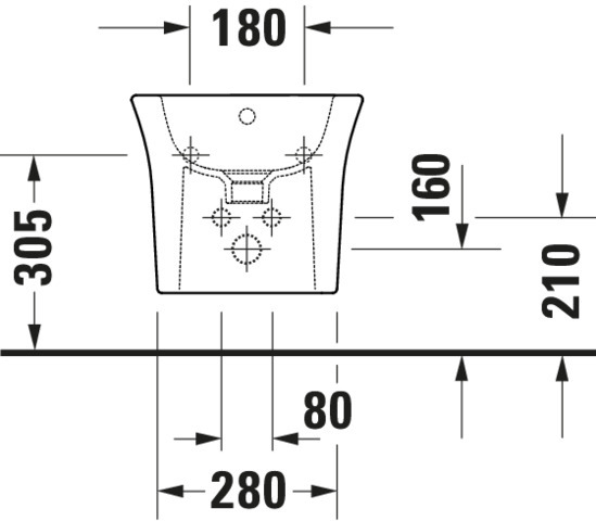 Duravit Wandbidet White Tulip, 540mm, Weiß mit ÜL, mit HLB, 1 HL, WGL