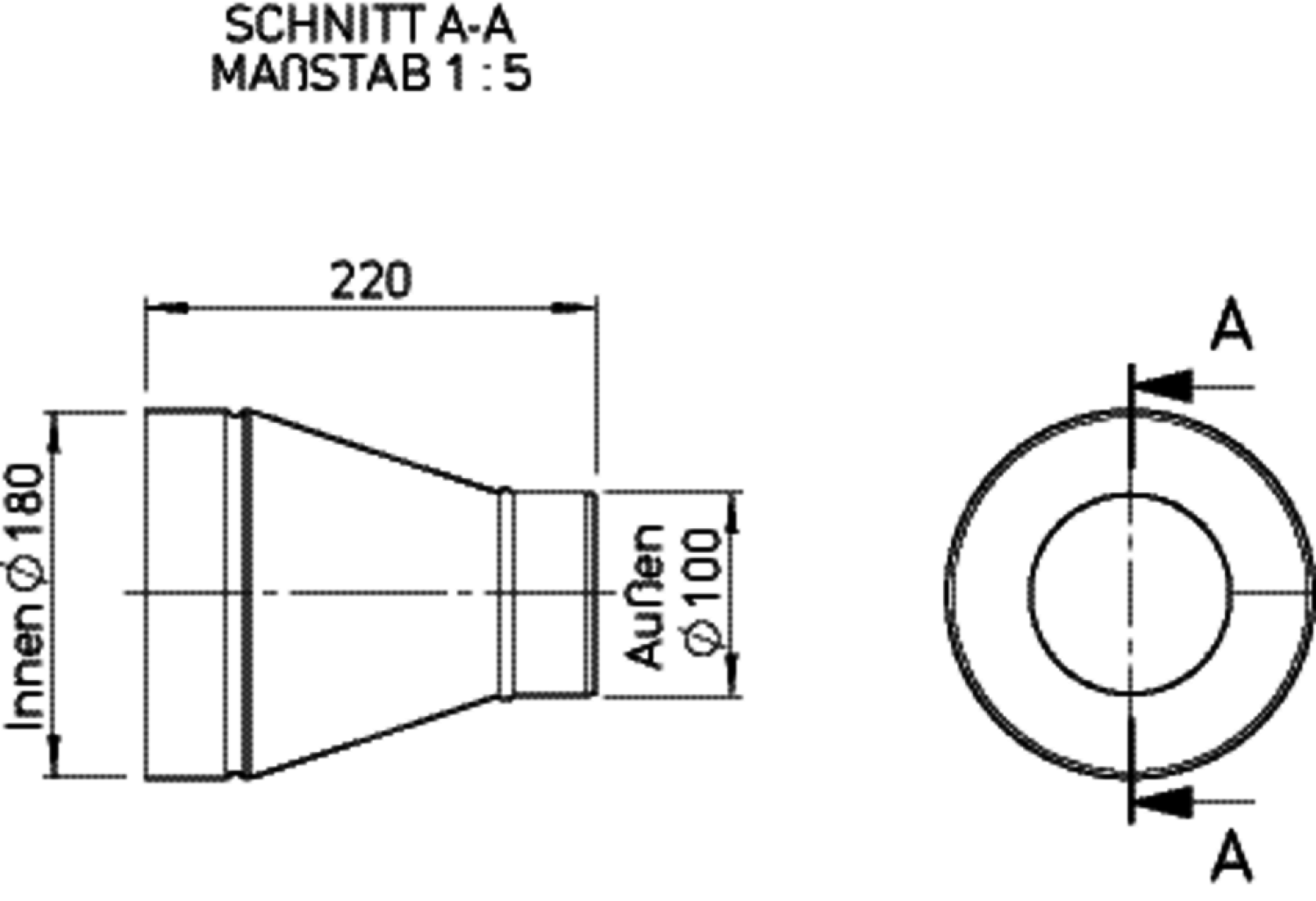 Helios RZ 180/100 Reduzierung v. 180mm auf 100mm