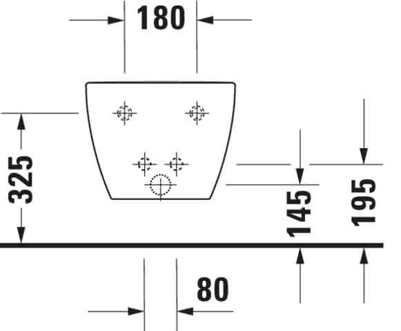 DU Wand-Bidet Happy D.2 540 mm m.ÜL, m.HLB, 1 HL, Durafix, weiß
