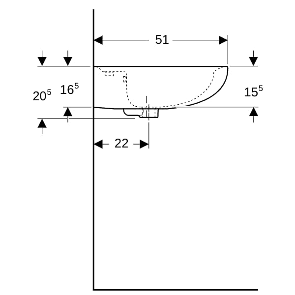 Geberit Renova Waschtisch, 65x51cm m. Hl., m. Ül., bahamabeige