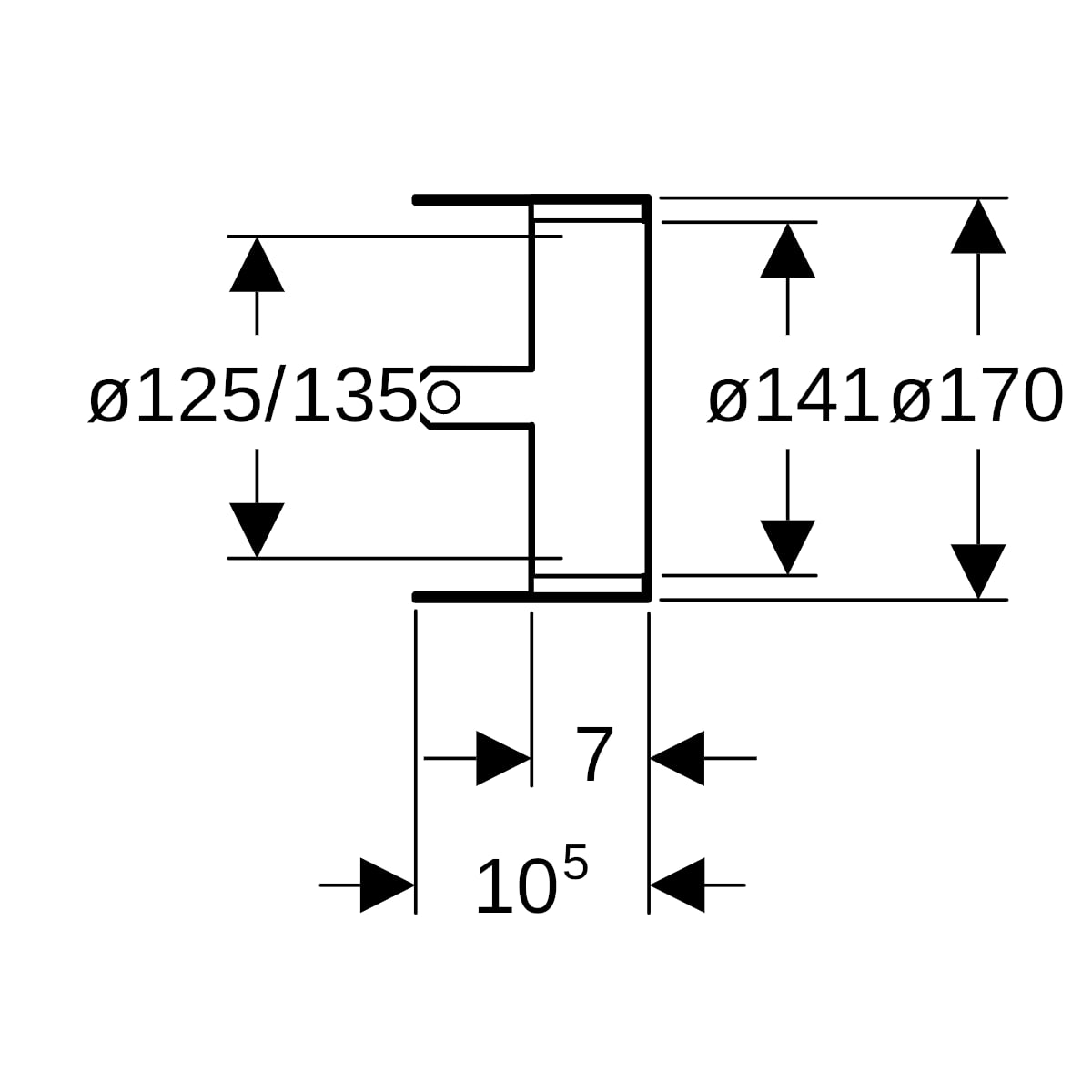 Geberit Rohrschott90 Plus EN d125/135 L:7cm