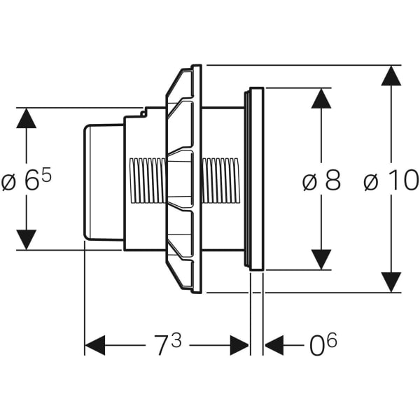 Geberit Typ 01 Fernbetätigung, pneumatisch 2-Mengen-Sp., Möbeldrücker, hgl.verchr.