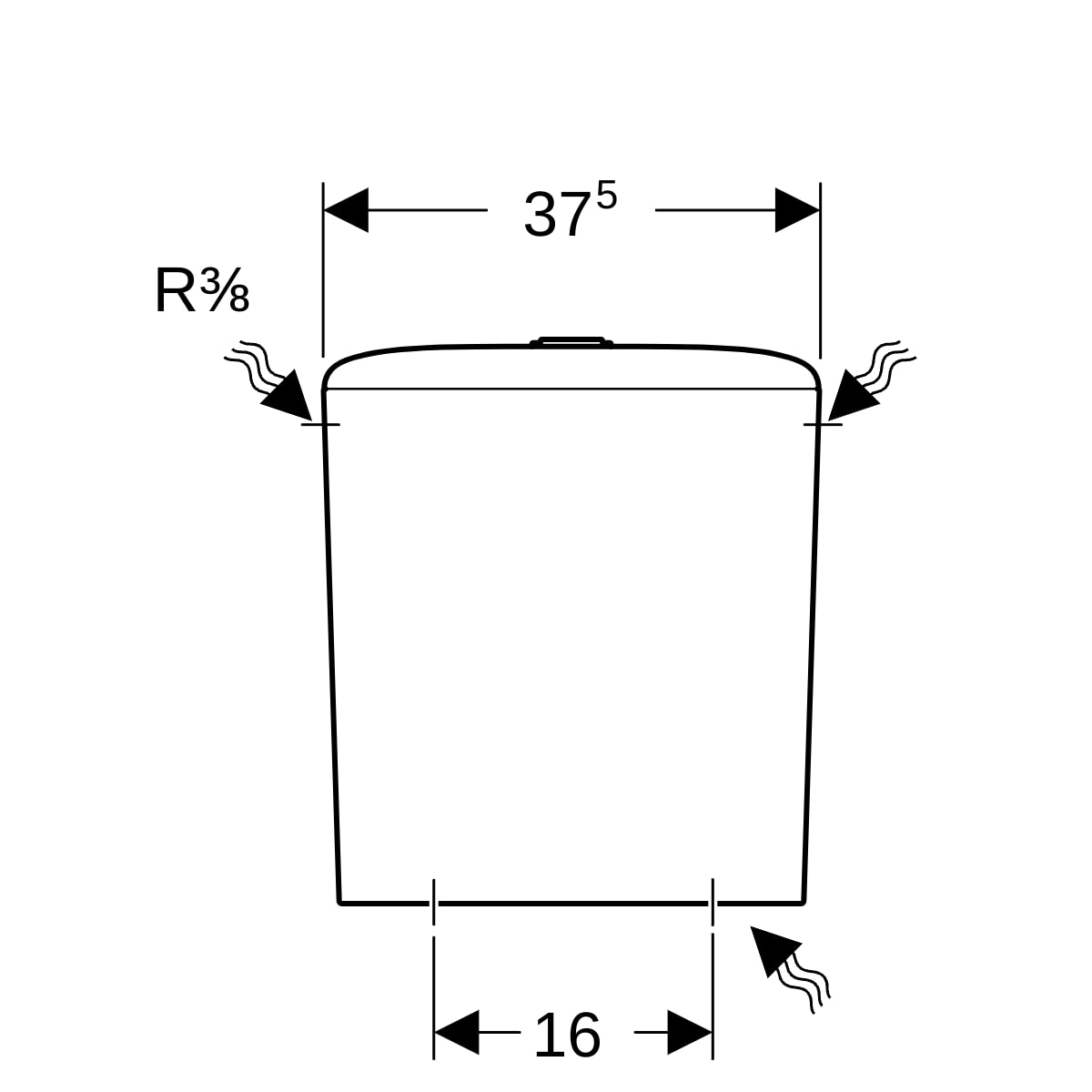 Geberit iCon AP-SPK aufgesetzt, eckig 2-M-Sp., Wasseranschl. seitl., weiß Tect