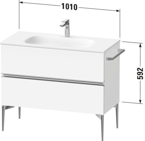 Duravit Sivida WTU 1010x592x477mm,f. Bodenst.,Schubk. 2, Chrom/Weiß Matt