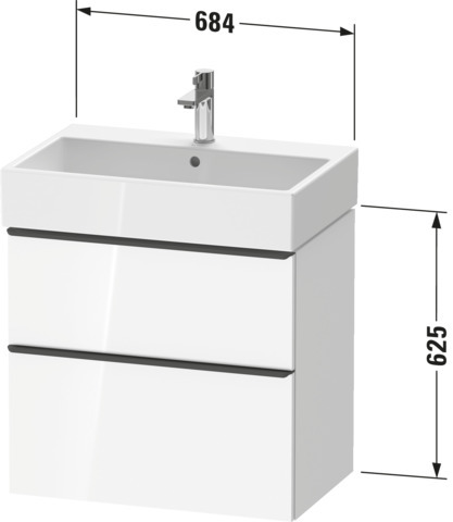 Duravit D-Neo WTU,Ausz:1,Schubk:1,GR:Chrom 684x442x625mm,Wandh,Nussb.Dkl.Matt,Dek.