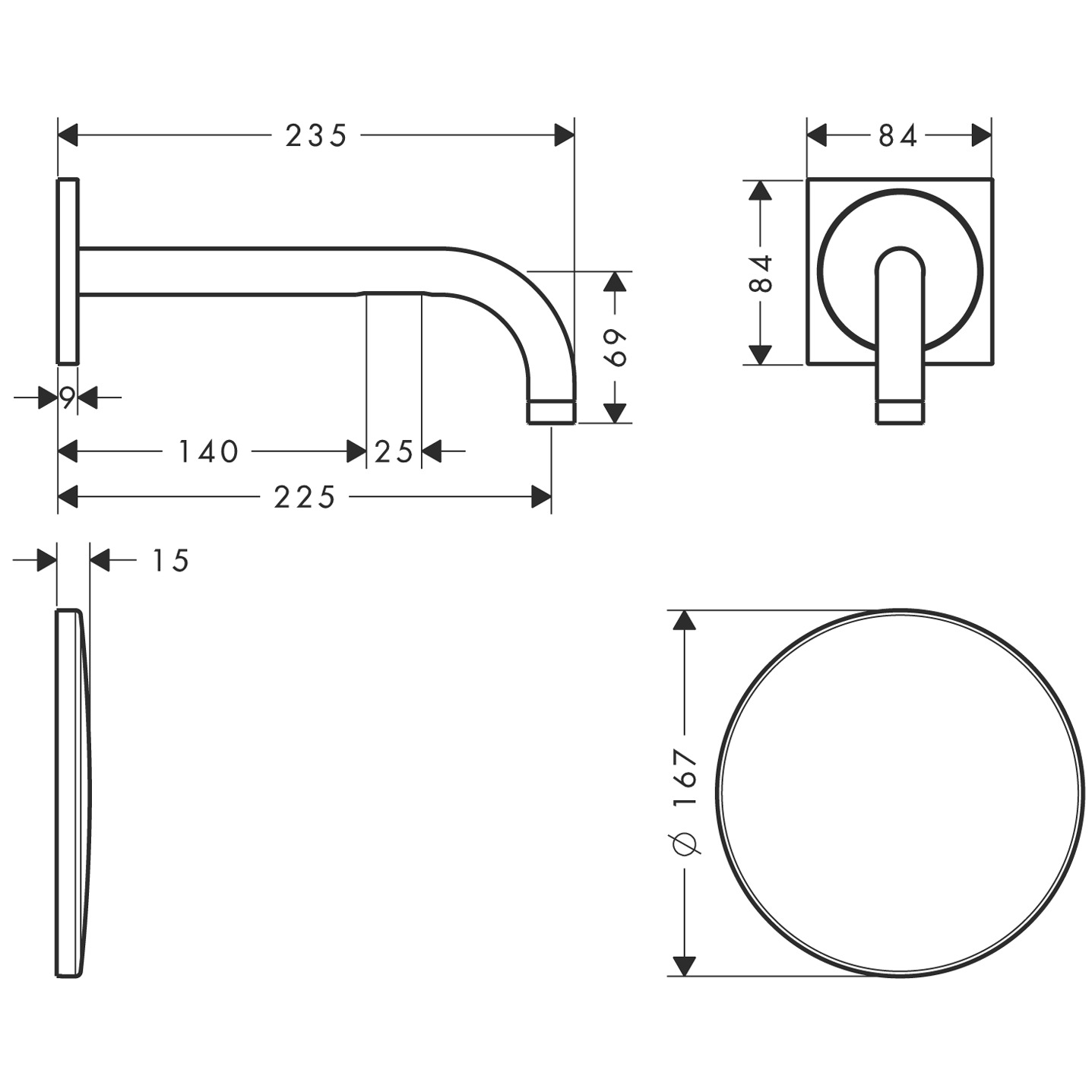 Hansgrohe Waschtischmischer Unterputz Axor Uno 2 Elektronik PRG langer Auslauf