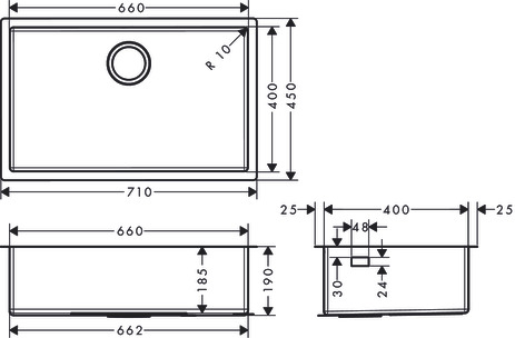 Hansgrohe Unterbauspüle 660  S719-U660