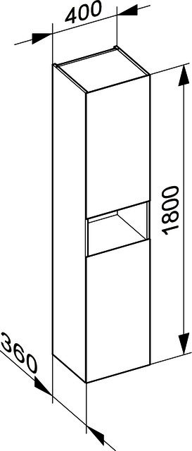 KEUCO HS 2-trg. m.Abl.fach Stageline 32831 Anschl.li. 400x1800x360mm vulk.