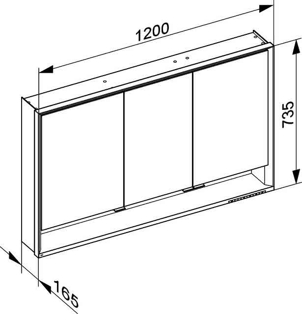 KEUCO SPS Royal Lumos 14305, VB Hzg. 1200x735x165mm si.-elox.