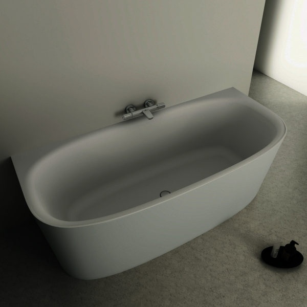 IS D-Form-Badewanne DEA f.Wandanbindung, m.Ablauf, 1800x800x475/610mm, Seidenweiß