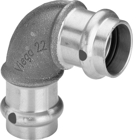 Viega Bogen 90 Grad mit SC Sanpress 2216 in 28mm Rotguss