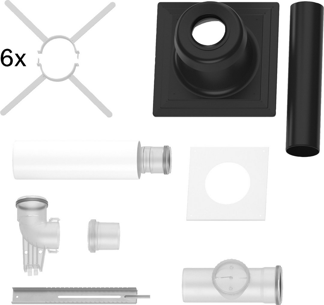 BOSCH Abgaszubehör FC-Set80-B53 (hinten) Grundbausatz B53, Kunststoff, d:80mm
