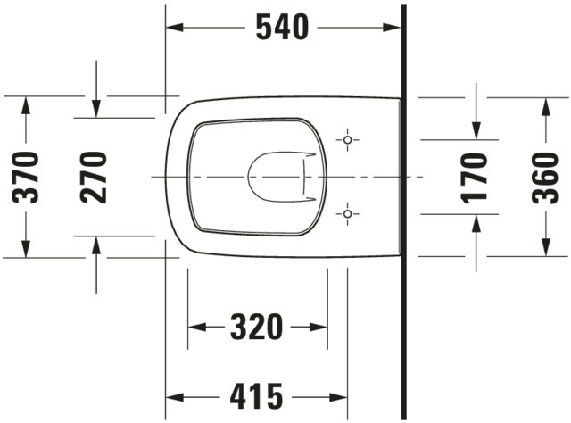 DU Wand-WC DuraStyle 540 mm Tiefspüler, Durafix, weiß