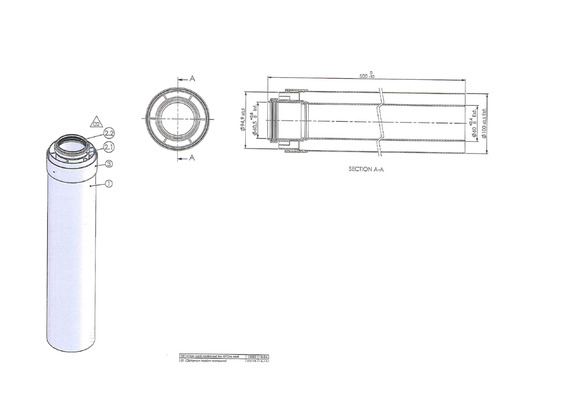 Brötje Verlängerungsrohr K60 KR500 DN 60/100 konzentr. L=500mm AL/PPs weiß