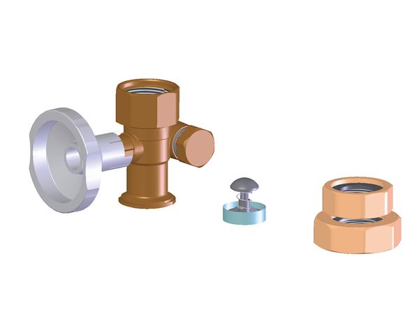 Flamco Dreiwegekugelhahn 1" IG, Abgang rechts 3/4", für RL UK/MK
