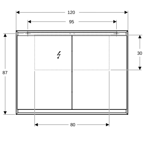 Geberit ONE Spiegelschrank mit ComfortLight 2 Türen, AP-Mont., 120x90x15cm, alu.