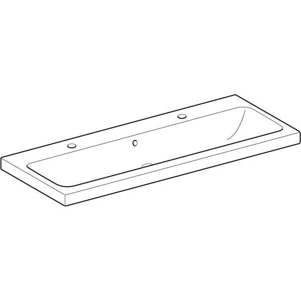 Geberit iCon Light Waschtisch 120x48cm zwei Hahnlöcher, m. Ül., weiß, KeraTect