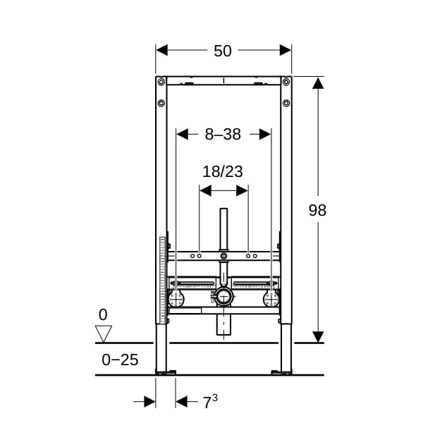 Geberit Duofix Element f. Bidet, 98 cm universell