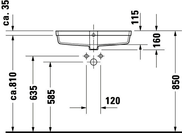 DU Einbauwaschtisch Vero Air 600 mm EB v.unten, m.ÜL, o.HLB, weiß