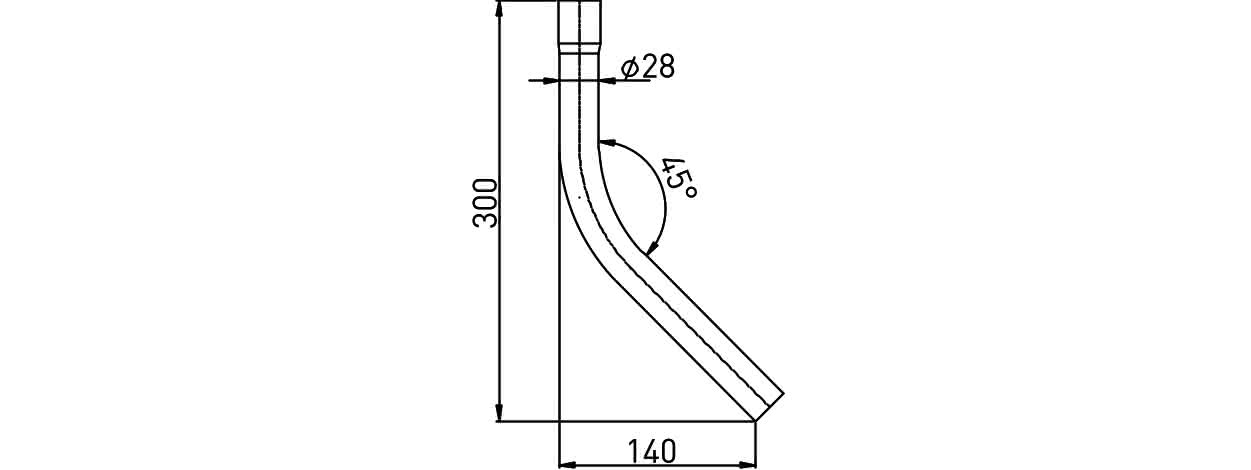 Kunststoff-Spülrohrbogen 45' weiß f.Druckspüler 3/4" 28/26mm