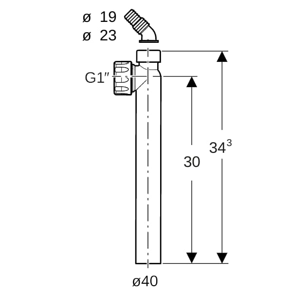 Geberit Anschlussbogen mit Schlauchanschluss d19-23