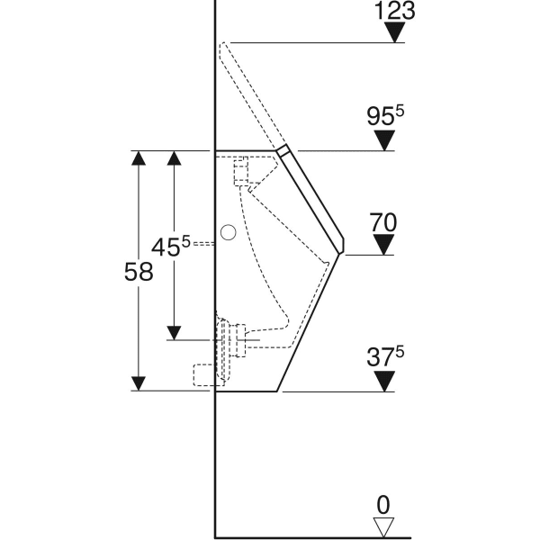 Geberit Renova Plan Deckelurinal, Zul. hinten Abgang nach hinten, weiß, KeraTect