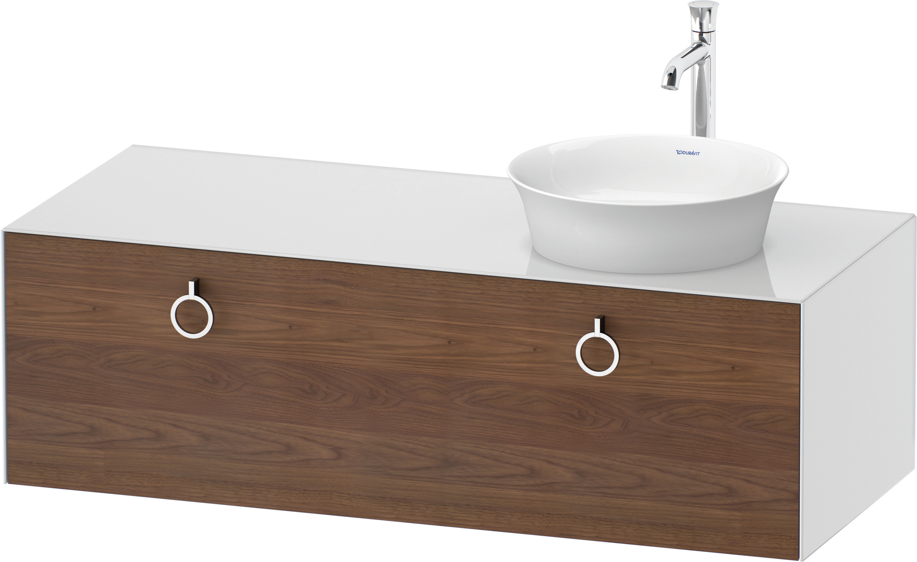 Duravit WTU wandh.White Tulip,1 Aus.,m.Griff Aus.r,408x1300x550,A.Nussb.M./Weiß HGL