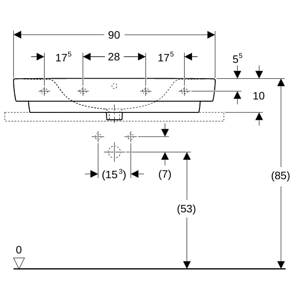 Geberit Renova Plan Aufsatz-WT mit Ablagefl. 90x48cm, m. Hl., m. Ül., weiß, KeraTect