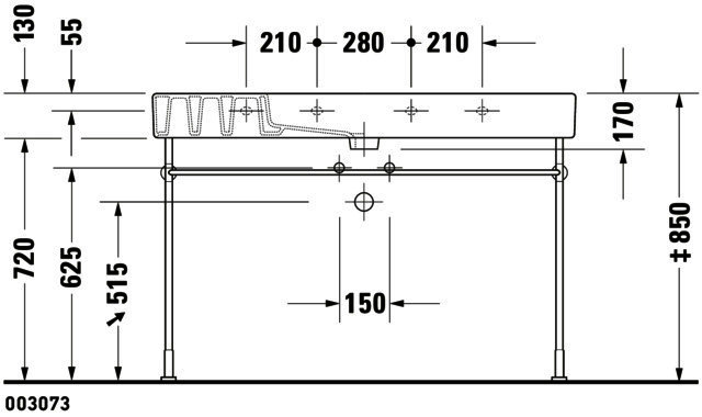 DU Möbelwaschtisch Vero 1250 mm mit ÜL, mit HLB, 1 HL, weiß