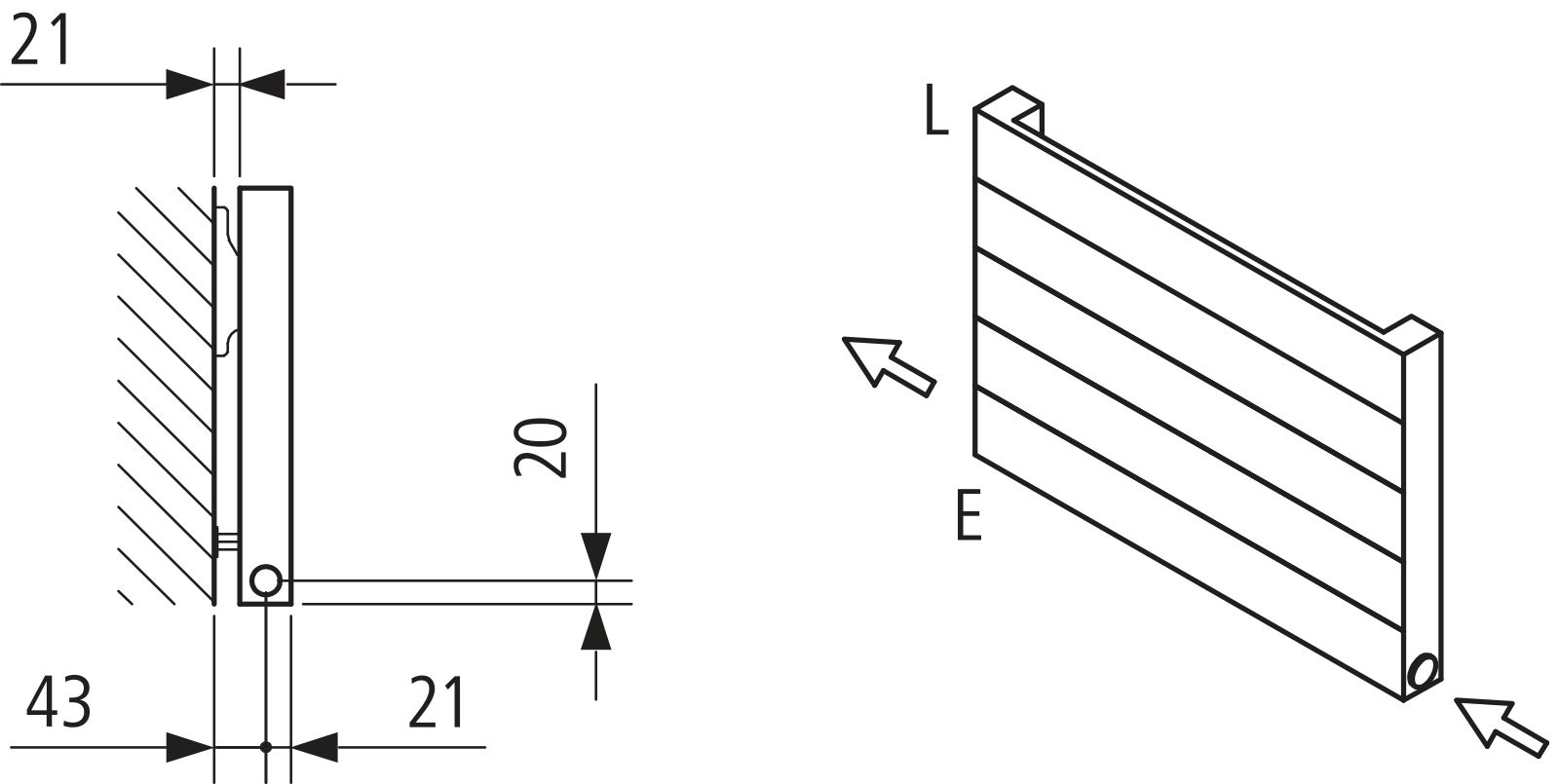 Kermi Heizwand HHN Typ10 BH490x43x500mm QN264, RAL9016, 6bar, o. Abd, ANB12