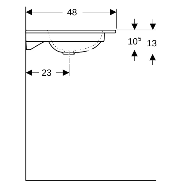 Geberit iCon Möbelwaschtisch 120x48cm ohne Hahnlöcher, o. Überlauf, weiß