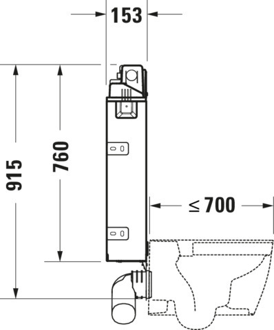 Duravit DuraSyst. für WWC, Nasseinbau Spülbed.mechanisch Vorne