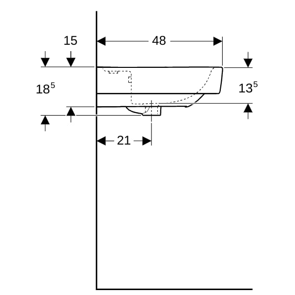 Geberit Renova Plan Waschtisch, 85x48cm m. Hl., m. Ül., weiß, KeraTect