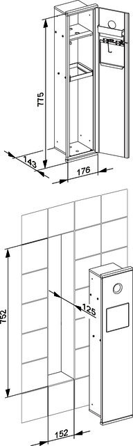 KEUCO Modul WC 2 Plan Integral 44976, verchromt/Aluminium, rechts angeschlagen