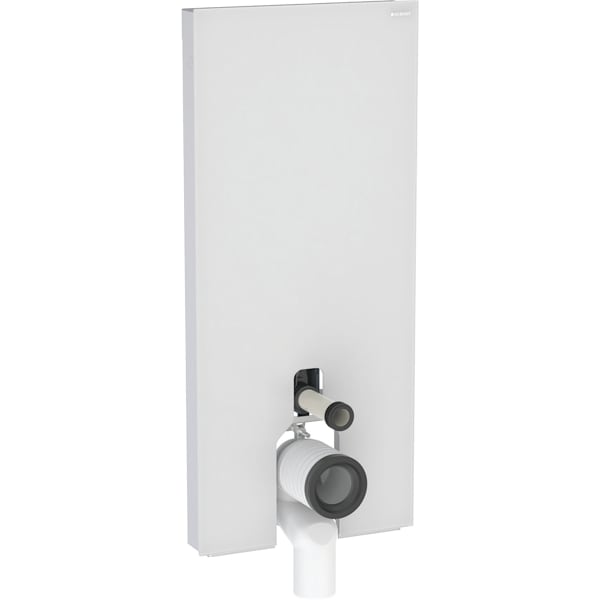 Geberit Monolith Sanitärmodul für Stand-WC 114cm, Glas weiß / Aluminium gebürstet