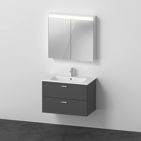 DU XBase Möbel-Set 830x490mm, WT,WTU m. Schubk.2, Spiegelschr., Graphit Matt