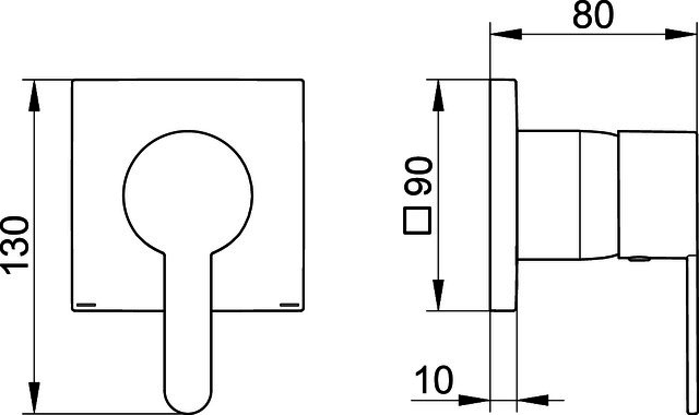 KEUCO EHMmischer UP DN15 IXMO 59551 m.eck. Rosette m.Flat Griff sw