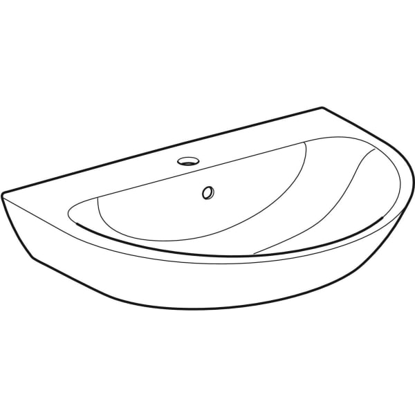 Geberit Renova Waschtisch, 70x52cm m. Hl. mittig, m. Ül., weiß, KeraTect