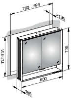 KEUCO SPS R. Lumos 14312, mit Ablagef., Einbau, silb-elox., 800x735x165mm