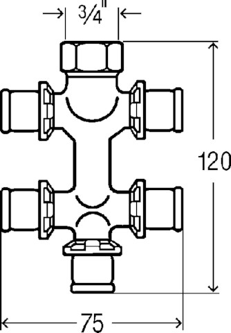 Viega Verteiler mit SC Sanfix P 2126.09 in 16mm x G3/4 - 5fach Rotguss