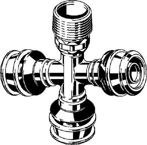Viega Kreuzungs-T-Stück mit SC Raxofix 5318.9 in R1/2 x 16mm Siliziumbronze