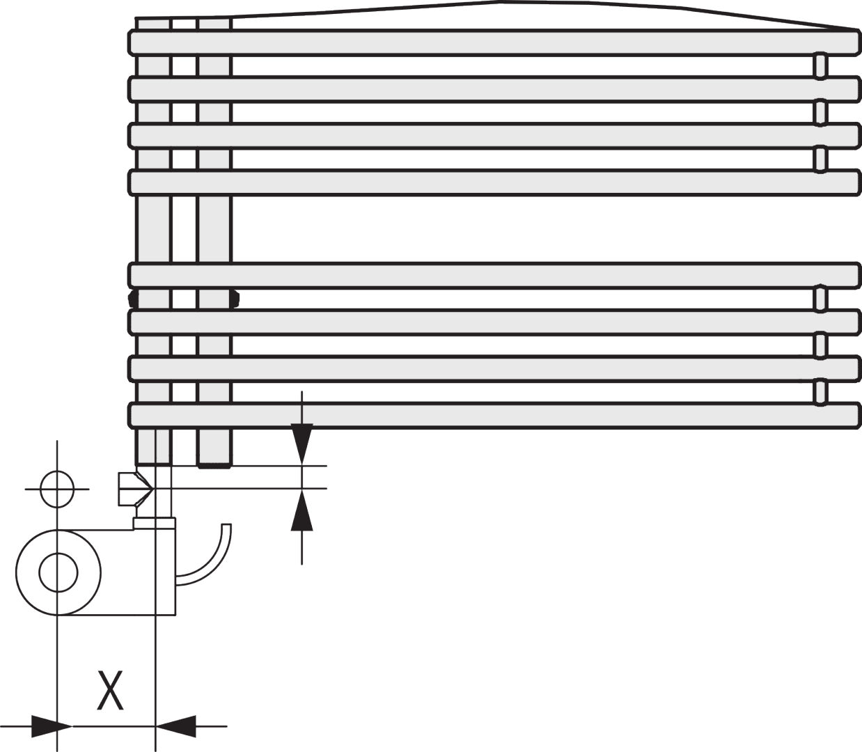 Kermi Diveo BH940x46x450mm QN413, WEI, rechts