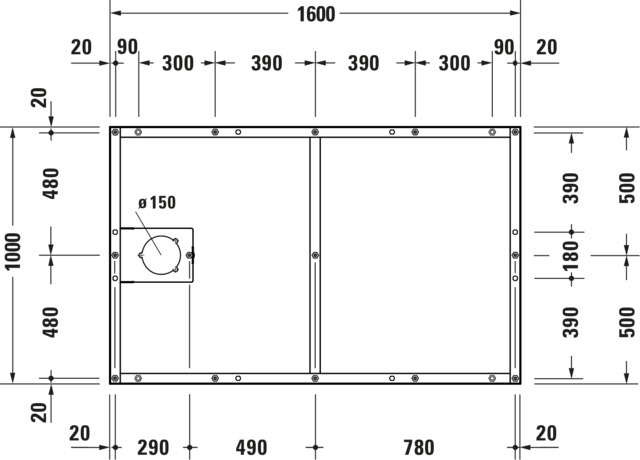 DU Fußgestell für Duschwanne Tempano 1600x1000mm
