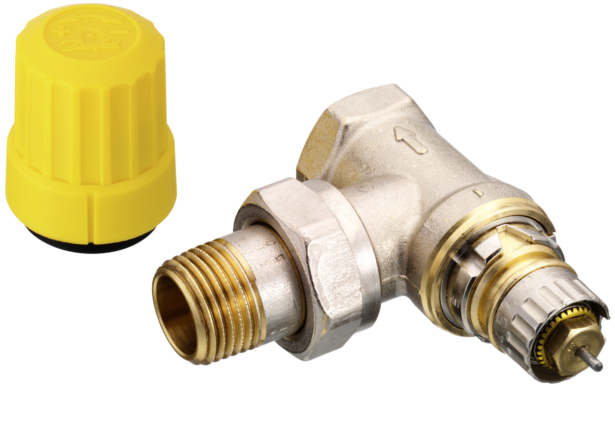 Danfoss Ventilgehäuse RA-UR 15 R 1/2, Eck, matt vernickelt