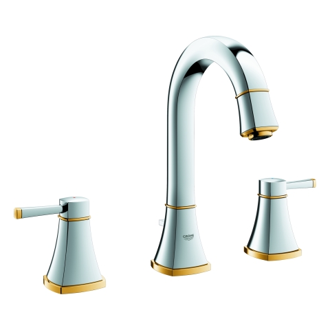 GROHE 3-Loch-WT-Batterie Grandera 20389 hoher Auslauf chrom/gold